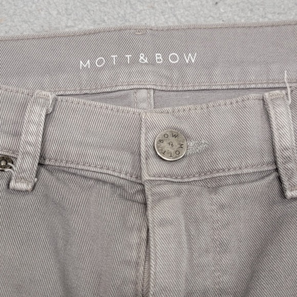 Mott Bow Mercer Jeans Mens 33x32 Gray Light Wash Slim Tapered Stretch Denim - Picture 3 of 14